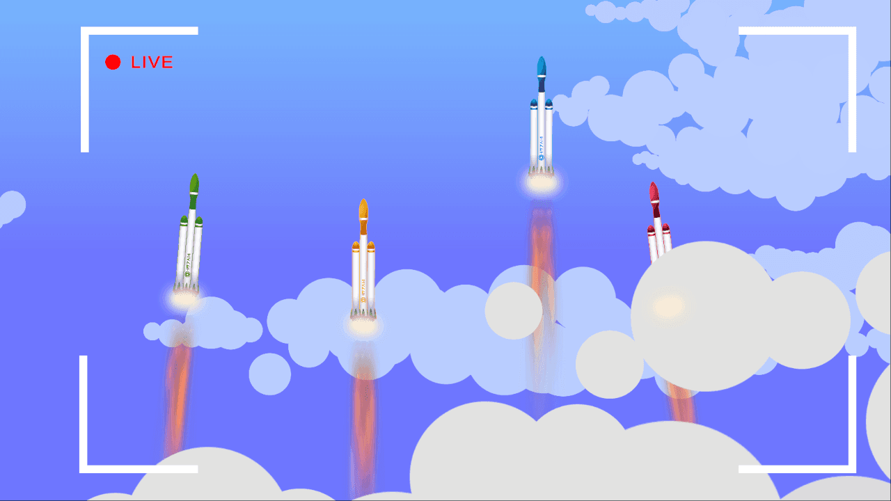 Space Race: Full Sequence – Ego-fueled galactic rocket battle. Boost, slam, and send rivals spinning—avoid the exhaust flames!. Racing, Action, Party Game, Space, Multiplayer – 1-8 players.